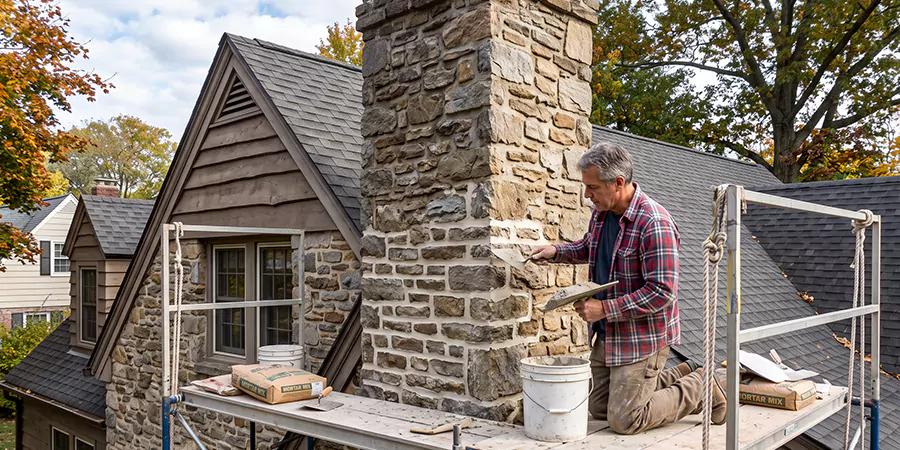 Tuckpointing Stone Chimney La Mirada