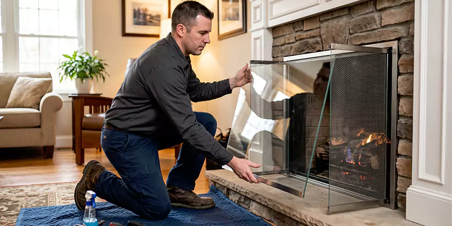 Fireplace Glass Panel and Screen Installation La Mirada
